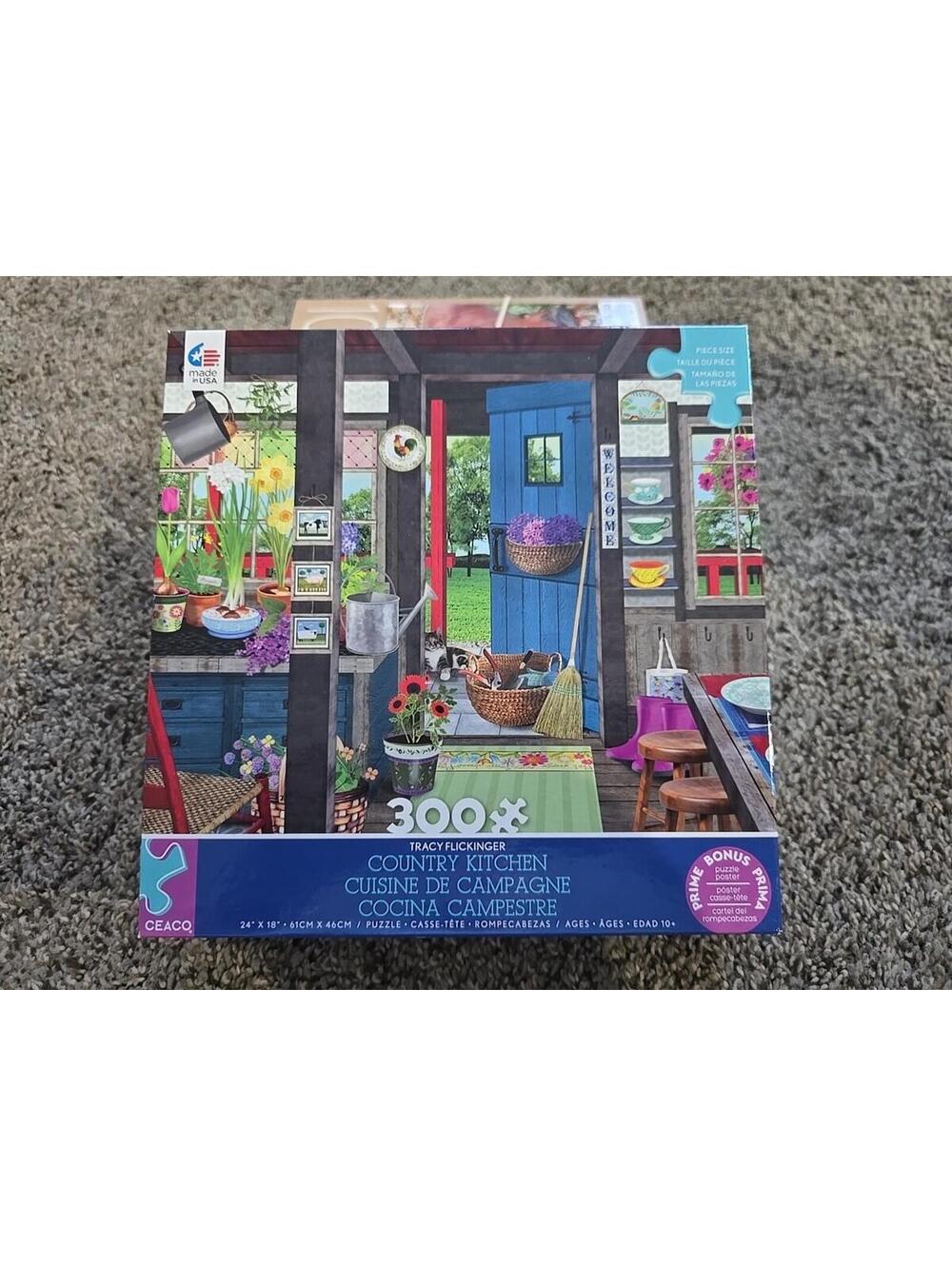 Ceaco Country Kitchen Flickinger 300pc Puzzle w Poster Free Ship Add’l